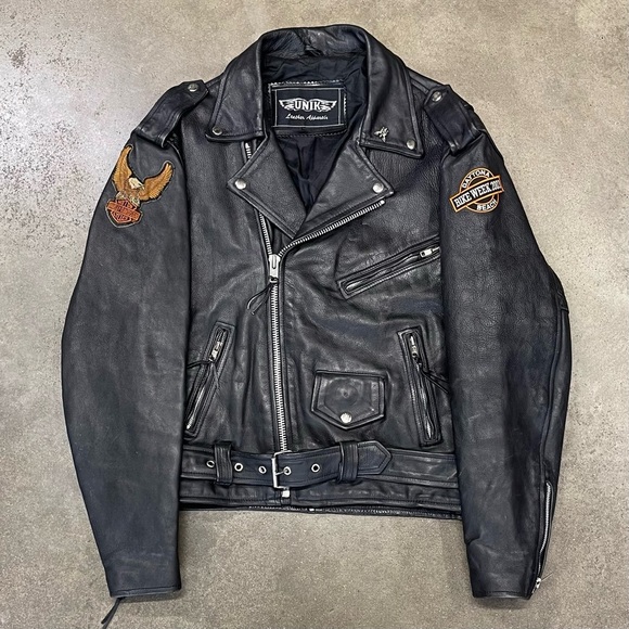 Unik Black Leather Motorcycle Jacket Asymmetrical Design - Picture 2 of 9